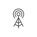 WIFI signal antenna line icon, outline vector sign, linear style pictogram isolated on white. Royalty Free Stock Photo