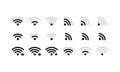 Wifi signal icon set in black. Wireless connection. Vector EPS 10. Isolated on white background Royalty Free Stock Photo