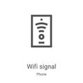 wifi signal icon vector from phone collection. Thin line wifi signal outline icon vector illustration. Linear symbol for use on Royalty Free Stock Photo