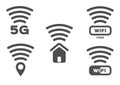 Wifi and signal sensor icon set for shop and store / free house 5g point