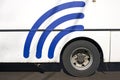 Wifi signal sign on the white bus Royalty Free Stock Photo