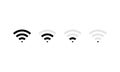 Wifi signal strength icon set. Wi-Fi level symbol. Vector EPS 10 Royalty Free Stock Photo