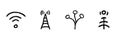 Wifi, Signal Tower, Network, And Connectivity Line Icon Set In Doodle Style. Wireless Communication, Internet Access Royalty Free Stock Photo