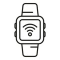Wifi smartwatch icon outline vector. Smart office device