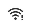 Wifi symbol and exclamation mark icon. Jamming wireless internet signal. Wi-Fi error. Failure wifi icon. Disconnected