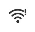 Wifi symbol and exclamation mark icon. Jamming wireless internet signal. Wi-Fi error. Failure wifi icon. Disconnected