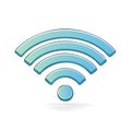Wifi Symbol Icon in Blue and Green with Circle, Wireless Internet Connection Royalty Free Stock Photo