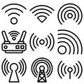 Wifi symbol icon set for wireless device connection