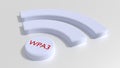Wifi symbol in white with the text WPA3 in red on the dot Royalty Free Stock Photo