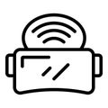 Wifi vr headset icon outline vector. 3D reality