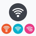 Wifi Wireless Network icons. Wi-fi zone locked.