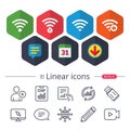 Wifi Wireless Network icons. Wi-fi zone locked.