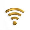 WiFi Wireless Symbol. 3D Gold Render Illustration