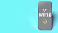Wifi6 word on smart phone  3d rendering for networking content Royalty Free Stock Photo