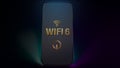 Wifi6 word on smart phone  3d rendering for networking content Royalty Free Stock Photo