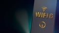 Wifi6 word on smart phone  3d rendering for networking content Royalty Free Stock Photo