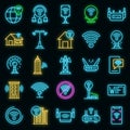 Wifi zone icons set vector neon