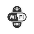 Wifi zone internet sign icon in flat style. Wi-fi wireless technology vector illustration on white isolated background. Network w