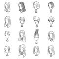 Wig icons set vector outline Royalty Free Stock Photo