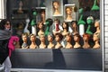 Wig shop widow exterior view Royalty Free Stock Photo