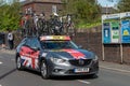 WIGAN, UK 14 SEPTEMBER 2019: A photograph documenting the Great Britain National team support vehicle passing along the route of