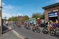 WIGAN, UK 14 SEPTEMBER 2019: A photograph documenting the riders of the Tour of Britain race as it passes through Hindley, in