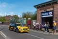 WIGAN, UK 14 SEPTEMBER 2019: A photograph documenting the Team Jumbo-Visma Cycling team support vehicle passing along the route of