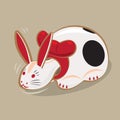 Cartoon illustration of a traditional Japanese folk toy - wiggling head paper craft rabbit Royalty Free Stock Photo