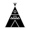 Wigwam - decorated icon, vector illustration, black sign on isolated background