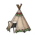 Wigwam hut sketch vector illustration Royalty Free Stock Photo