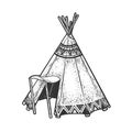 Wigwam hut sketch vector illustration Royalty Free Stock Photo