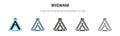 Wigwam icon in filled, thin line, outline and stroke style. Vector illustration of two colored and black wigwam vector icons Royalty Free Stock Photo