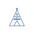 Wigwam illustation line icon concept. Wigwam illustation flat  vector symbol, sign, outline illustration. Royalty Free Stock Photo