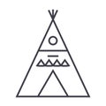 Wigwam illustation vector line icon, sign, illustration on background, editable strokes Royalty Free Stock Photo