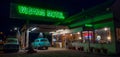 Wigwam Motel, Neon Sign. Route 66. Royalty Free Stock Photo