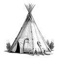 Wigwam sketch hand drawn in doodle style Vector illustration Royalty Free Stock Photo