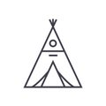 Wigwam vector line icon, sign, illustration on background, editable strokes Royalty Free Stock Photo