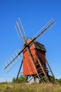 Wiindmill on Swedish island Oland Royalty Free Stock Photo