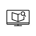 Black line icon for Wiki, wikipedia and directory