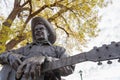 Detail of the bronze statue by Buck McCain of Rex Allen