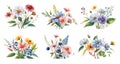 Watercolor wildflowers set. Generative Ai Royalty Free Stock Photo