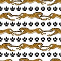 Wild african animals. Cheetah. Hand drawn vector illustration. Seamless pattern. Animalistic print