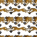 Wild african animals. Cheetah. Hand drawn vector illustration. Seamless pattern. Animalistic print