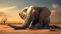 Wild African Elephant Roaming the Savanna Under the Vast Sky generated by AI tool