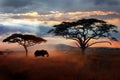 Wild African elephant in the savannah. Serengeti National Park. Wildlife of Tanzania. Royalty Free Stock Photo