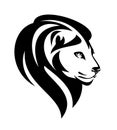 Wild african lion black and white vector head outline Royalty Free Stock Photo