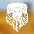 Wild african lion head silhouette with text inside