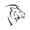 Wild African Lion Profile Head Black And White Vector Portrait