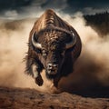Wild American Bison Rolling