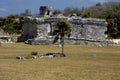 Wild angle of the tulum temple in mexico america Royalty Free Stock Photo
